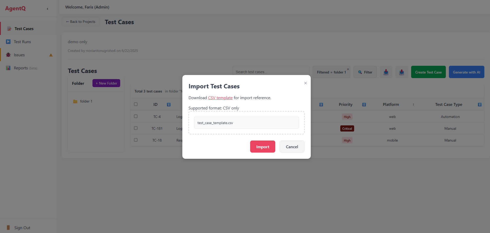 Selected CSV File